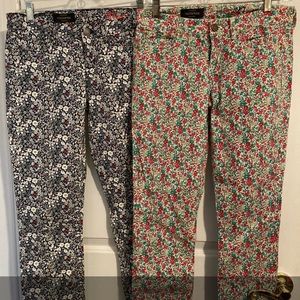 J Crew Toothpick Floral Jeans 2 Pair Sz 27